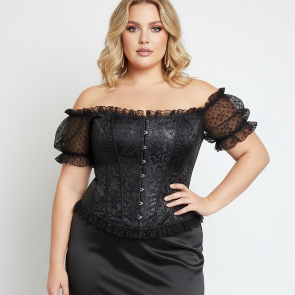 Corset Story Black Lace Corset Top (UK 24)